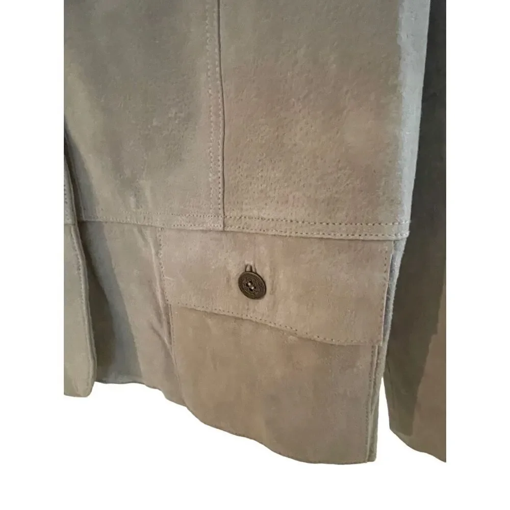 Chico's Womens Gray Leather Button Front Blazer Jacket Size 3